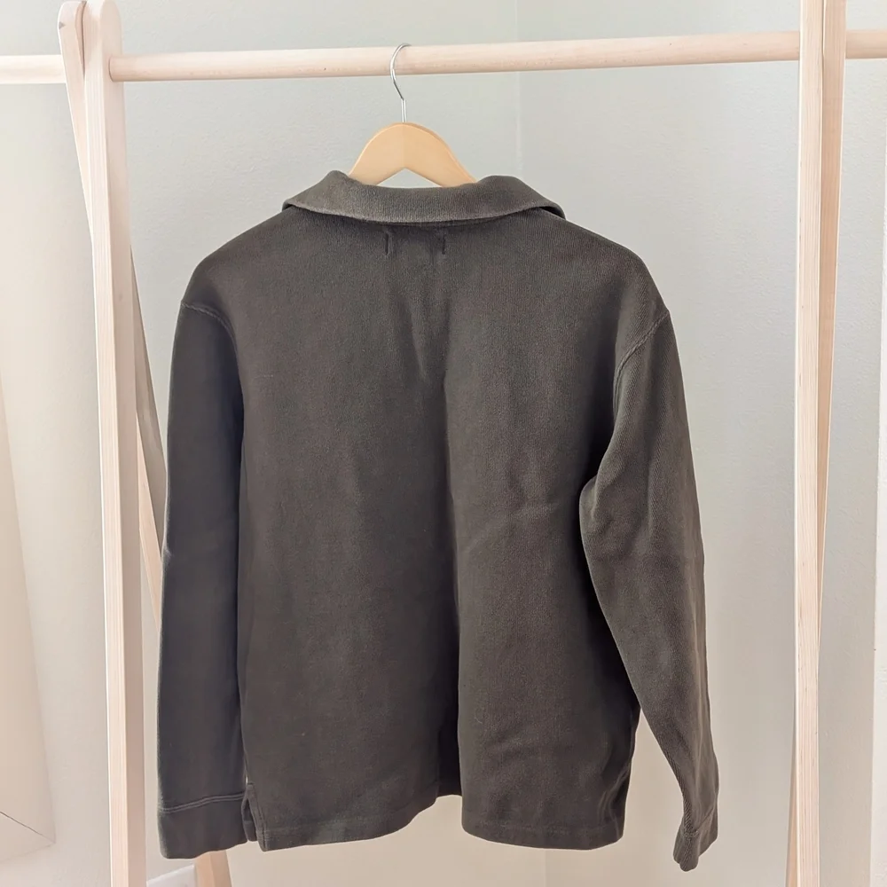 Vintage Polo Ralph Lauren Embroidered Logo Quarter Zip Henley In Olive Green